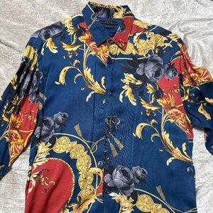 ZARA Relaxed Fit Baroque Floral Button-Up Shirt